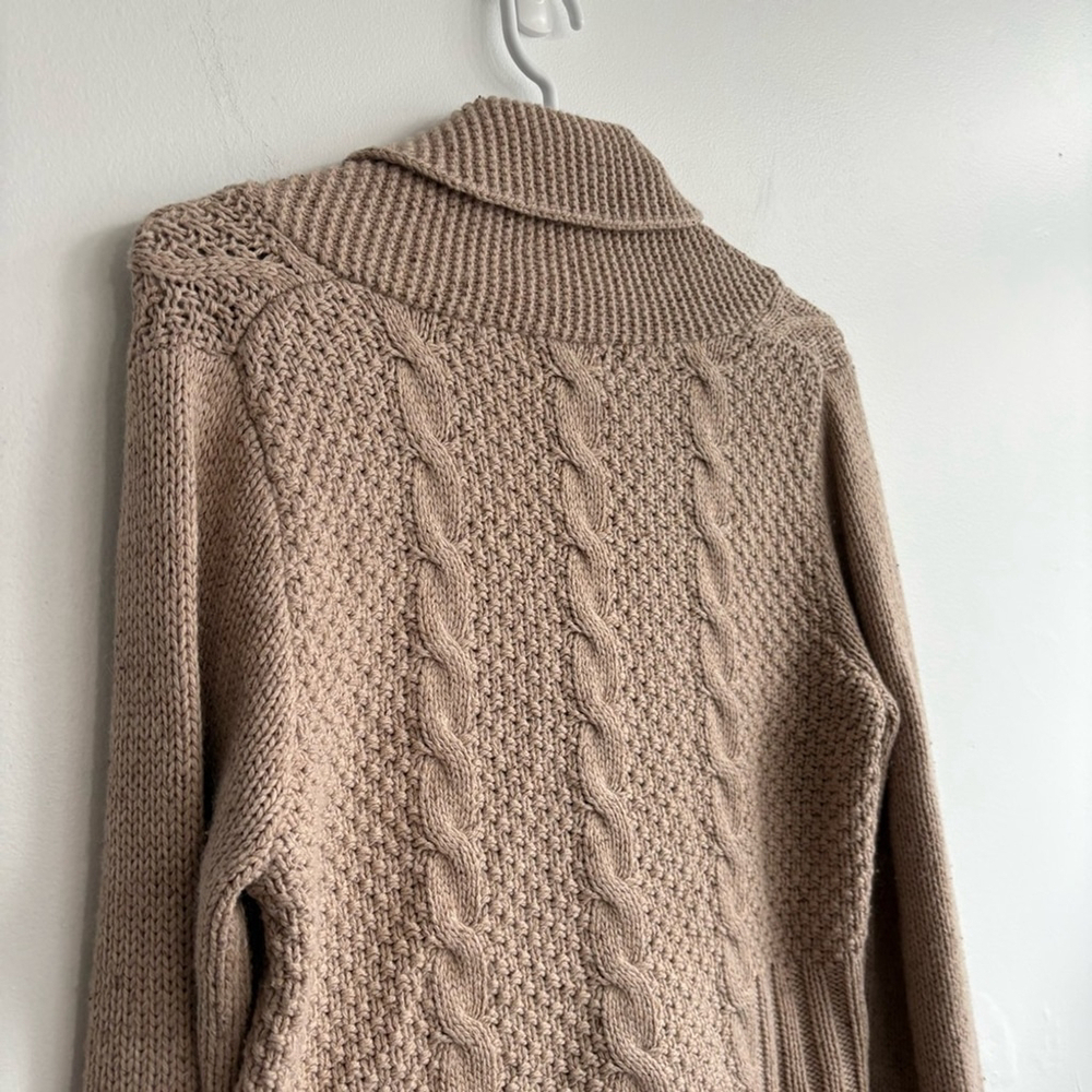 Vtg Eddie Bauer Cable Knit Button Up Shawl Neck Cardigan Sz Small - Picture 5 of 11
